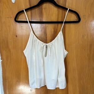 Elegant Cream 100% Silk Spaghetti Strap Top